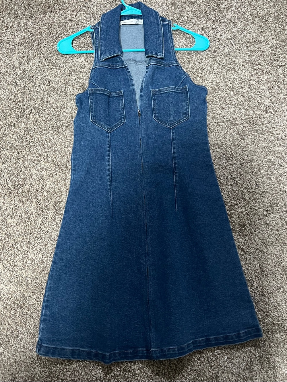 Altard state' Dark Blue Denim Dress - Sleeveless Zip Front